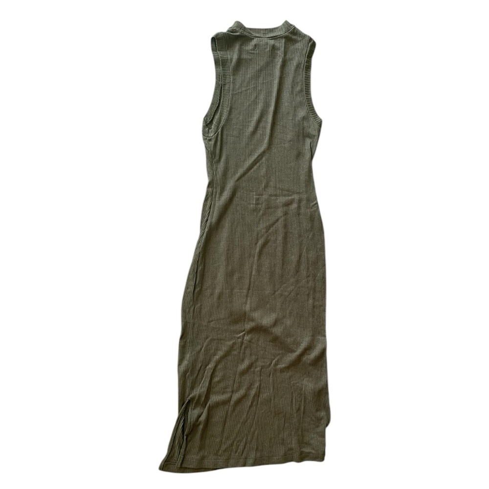 MADEWELL Elegant Olive Green Sleeveless Ribbed Dress